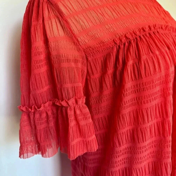 Max studio mesh lace top In washed red Women's size M - Picture 6 of 7